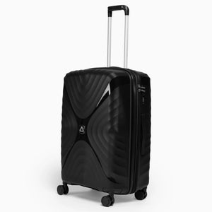 Fashion Pyramid Explore Trolley medium 24-inch suitcase in black, three-quarter view