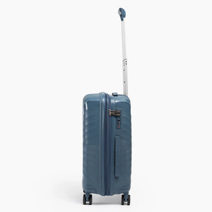 Fashion Pyramid Explore Trolley small 20-inch cabin suitcase in blue, side view