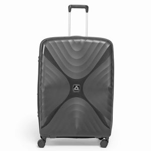 Fashion Pyramid Explore Trolley large 28-inch suitcase in grey, front view