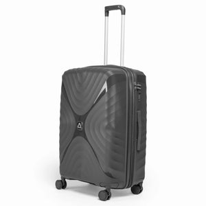 Fashion Pyramid Explore Trolley medium 24-inch suitcase in grey, three-quarter view