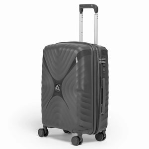 Fashion Pyramid Explore Trolley small 20-inch cabin suitcase in grey, three-quarter view