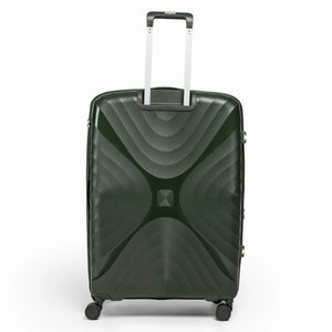 Fashion Pyramid Explore Trolley large 28-inch suitcase in olive, back view with telescopic handle