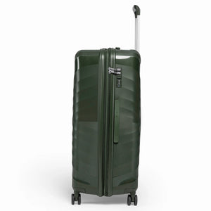 Fashion Pyramid Explore Trolley large 28-inch suitcase in olive, side view