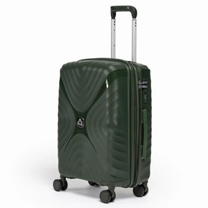 Fashion Pyramid Explore Trolley small 20-inch cabin suitcase in olive, three-quarter view