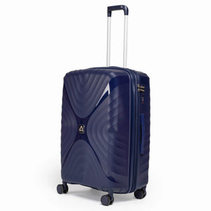 Fashion Pyramid Explore Trolley medium 24-inch suitcase in navy blue, three-quarter view