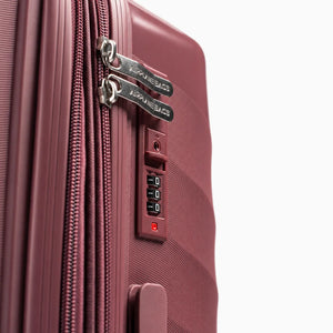 Fashion Pyramid Explore Trolley in rose – combination lock and zipper pulls close-up