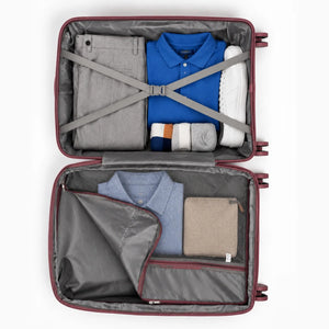 Fashion Pyramid Explore Trolley in rose – packed interior showing storage layout