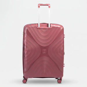 Fashion Pyramid Explore Trolley large 28-inch suitcase in rose, back view with telescopic handle