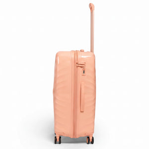Fashion Pyramid Explore Trolley medium 24-inch suitcase in salmon, side view