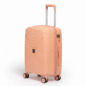 Fashion Pyramid Explore Trolley small 20-inch cabin suitcase in salmon, three-quarter view