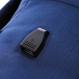 شنطة الظهر colorful مع مخرج usb لشحن الموبايل -سوستة اسود - اللون ازرق - Fashionpyramid