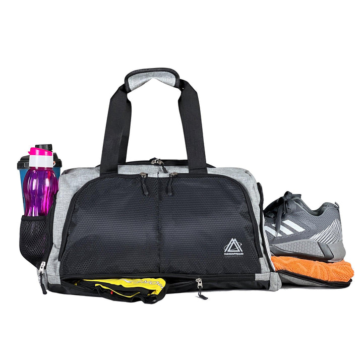 Sport duffel bag  include features such as adjustable straps for comfortable carrying, mesh pockets for ventilation and easy access .