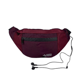 Beehive waist bag with AUX port - Maroon - Fashionpyramid