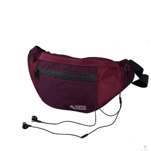 Beehive waist bag with AUX port - Maroon - Fashionpyramid