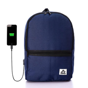 شنطة الظهر colorful مع مخرج usb لشحن الموبايل -سوستة اسود - اللون ازرق - Fashionpyramid