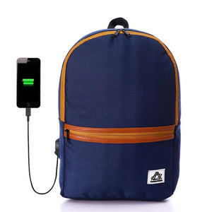 شنطة الظهر colorful مع مخرج usb لشحن الموبايل -سوستة هافان - اللون ازرق - Fashionpyramid