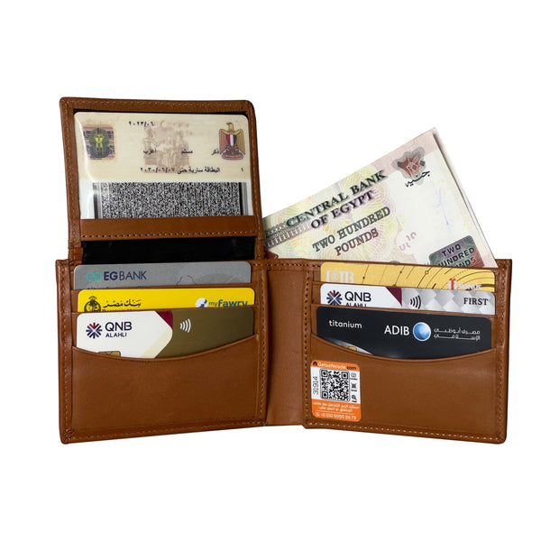 Flip Wallet With Genuine leather pull-up - Camel