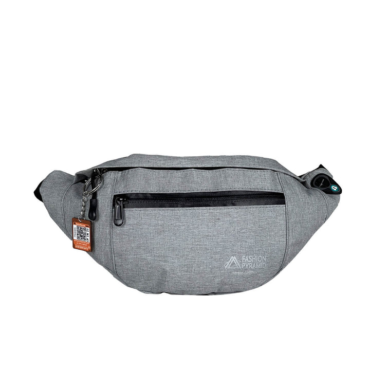 Gray beehive-shaped waist bag made of waterproof Oxford material with 4 pockets