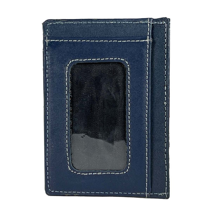 FashionPyramid Leather Card Holder: Navy-colored slim and minimalist wallet made from genuine leather, perfect for organizing your cards in style.