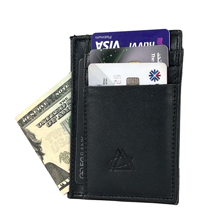 Slim and minimalist Wallet, this genuine leather card holder in black is the perfect accessory for storing your essentials.