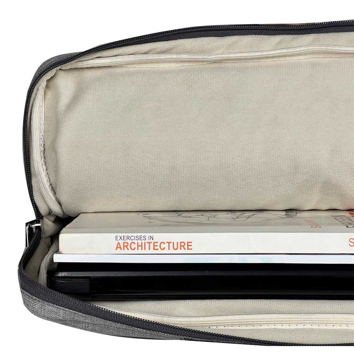 Padded and Secure Interior of Gray Laptop Shoulder Messenger Bag