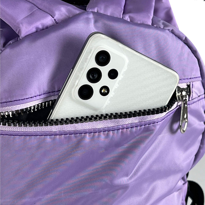 Mini Nylon Women Backpack has Hidden back pocket for important items. Fashionpyramid