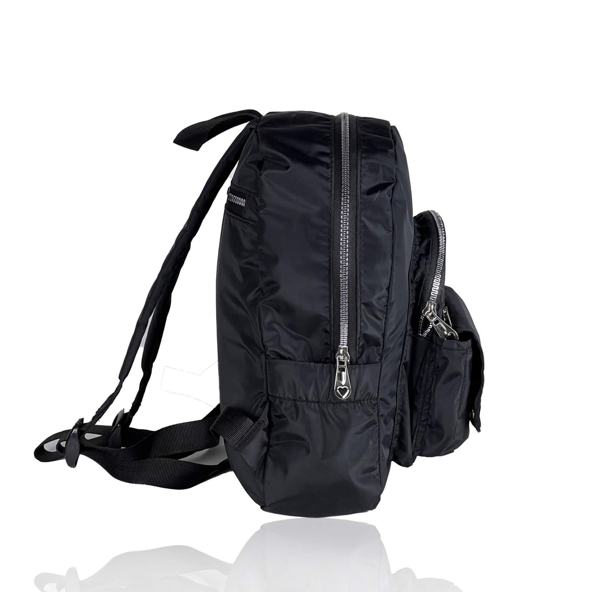 Mini Nylon Women Backpack has 2 pockets for water bottles. Fashionpyramid