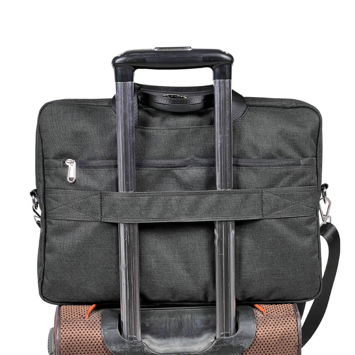 Laptop Shoulder Messenger Bag - Convenient Trolley Pass-Through Strap for Effortless Traveling - Black