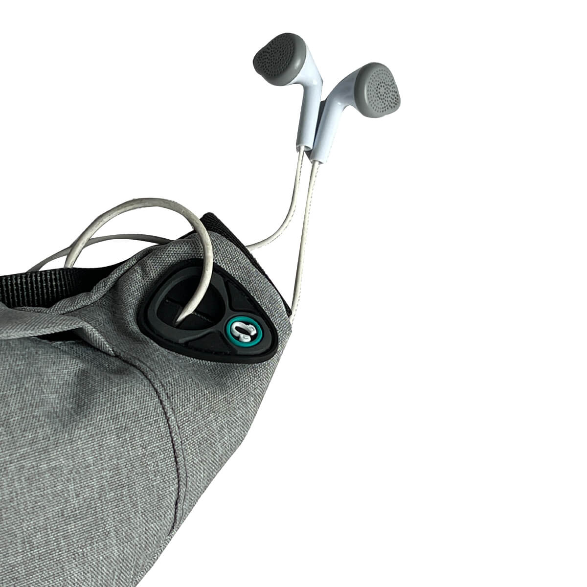 Waist bag with an Aux port for easy access to your music while keeping your phone or music player safely stored in the bag.