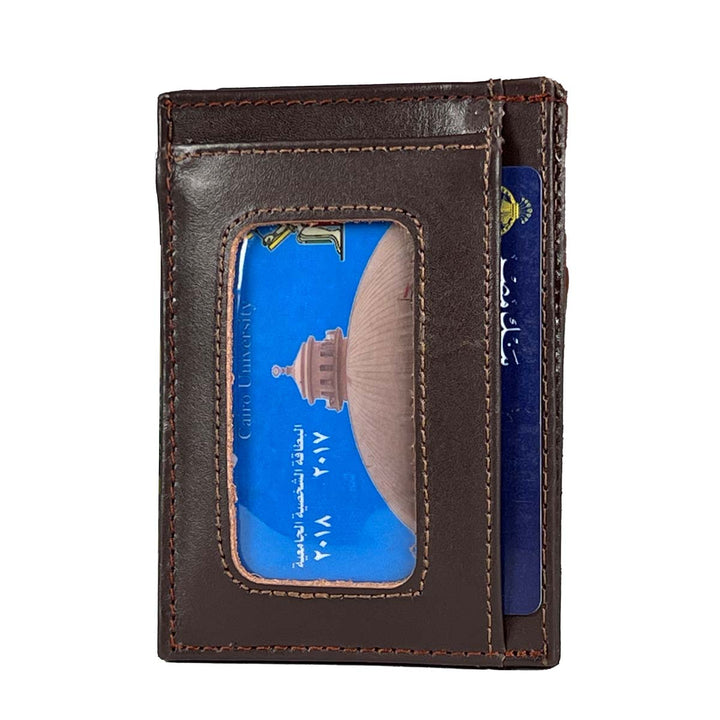 Crafted from genuine brown leather, the FashionPyramid cardholder wallet is a stylish and compact accessory that effortlessly combines functionality with a sleek design.