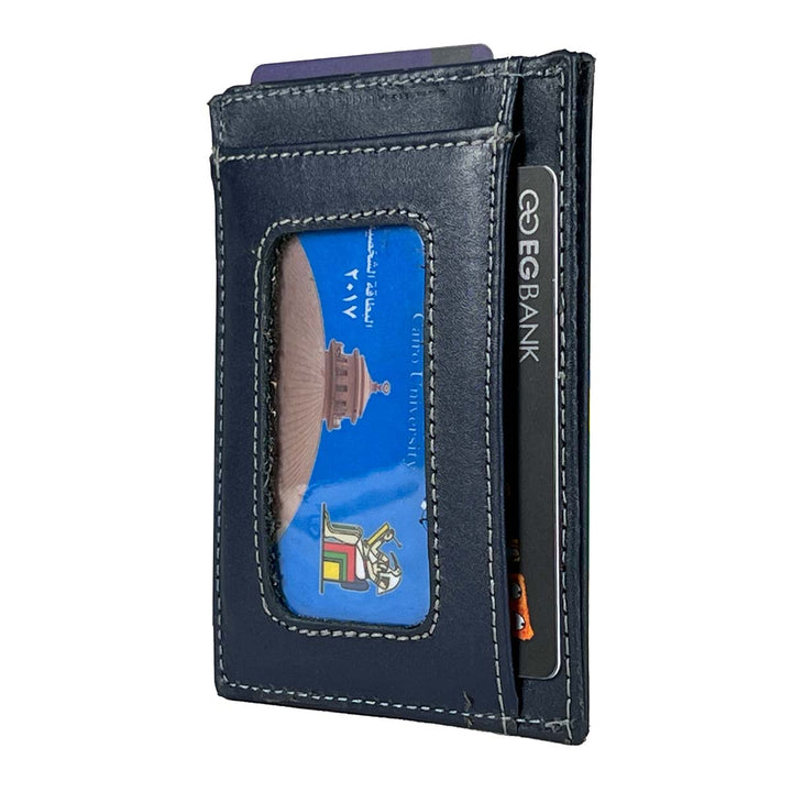 FashionPyramid Navy Leather Wallet: Sleek and functional cardholder crafted from genuine leather for a slim and minimalist wallet solution.