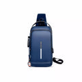 Mashawir Pro – Stylish Sling Bag with Password Lock & Water-Resistant Design - Blue