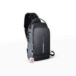 Mashawir Pro – Stylish Sling Bag with Password Lock & Water-Resistant Design -Silver
