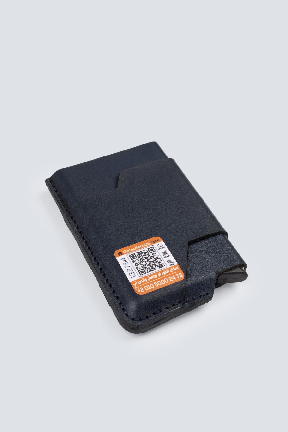 بوب اب - حافظة كروت من الجلد الطبيعي الأصلي مصنوعة يدويًا مع خاصية حماية RFID -ازرق