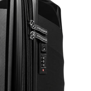 Fashion Pyramid Explore Trolley in black – combination lock and zipper pulls close-up