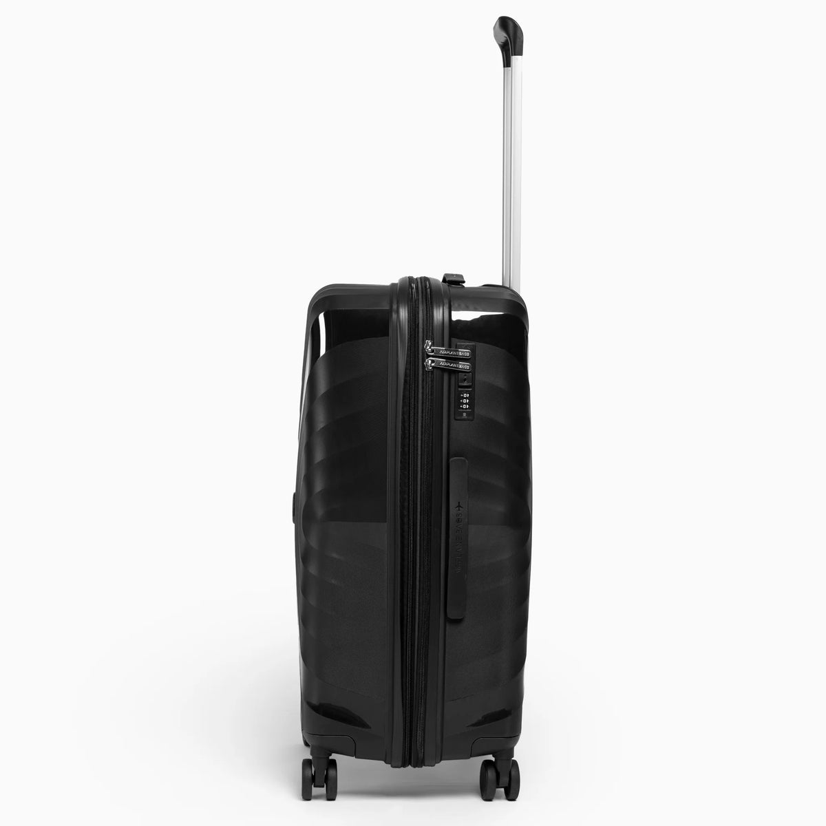 Fashion Pyramid Explore Trolley medium 24-inch suitcase in black, side view