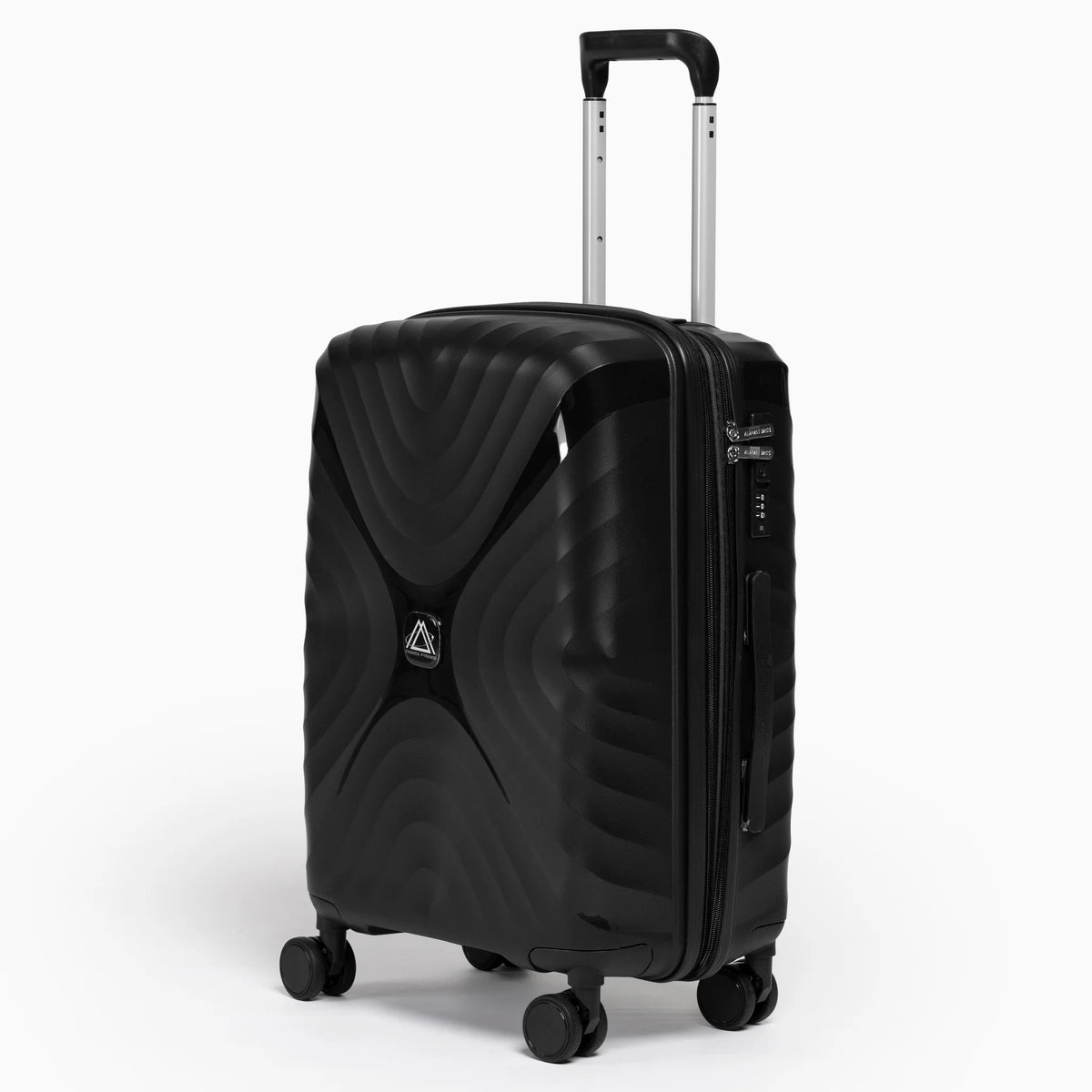 Fashion Pyramid Explore Trolley small 20-inch cabin suitcase in black, three-quarter view