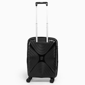 Fashion Pyramid Explore Trolley small 20-inch cabin suitcase in black, back view with telescopic handle