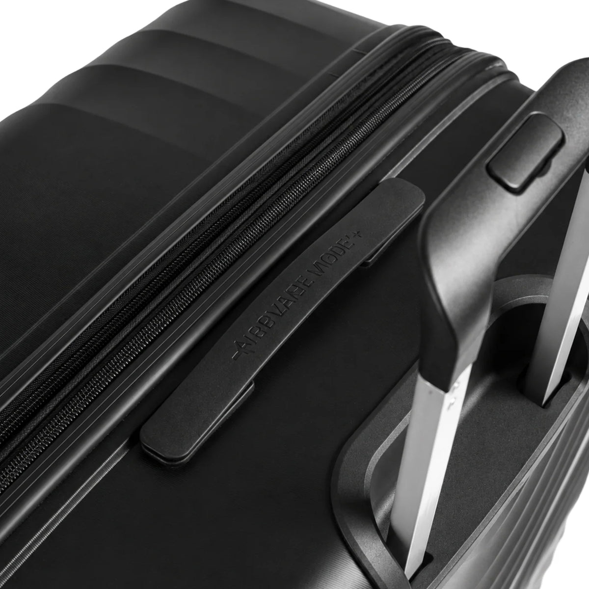 Fashion Pyramid Explore Trolley in black – top carry handle and double zipper close-up