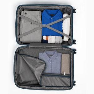 Fashion Pyramid Explore Trolley in blue – packed interior showing storage layout
