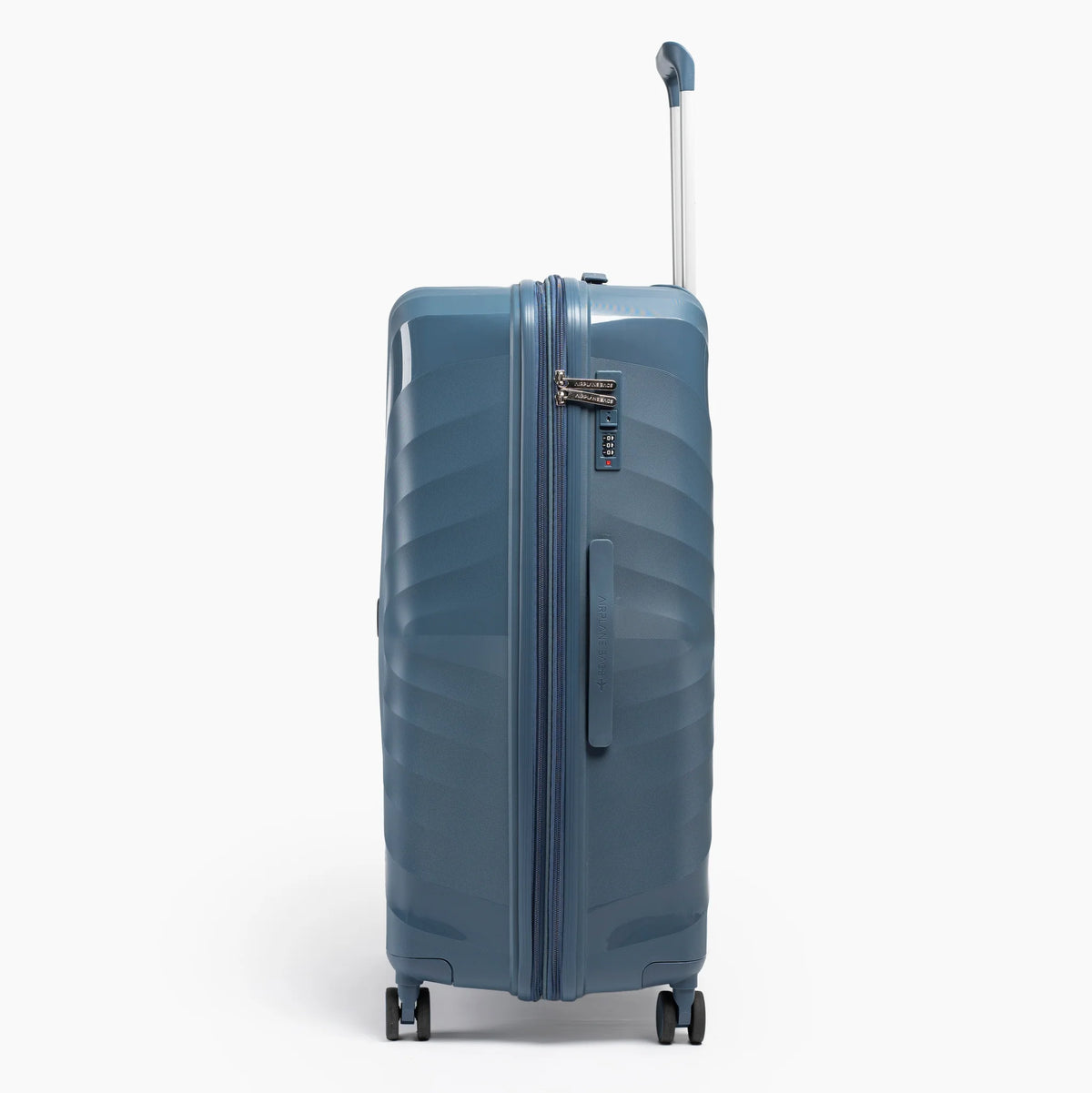 Fashion Pyramid Explore Trolley large 28-inch suitcase in blue, side view