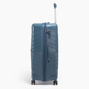 Fashion Pyramid Explore Trolley large 28-inch suitcase in blue, side view