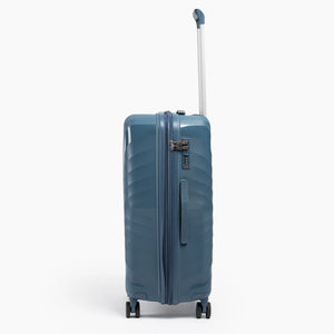 Fashion Pyramid Explore Trolley medium 24-inch suitcase in blue, side view