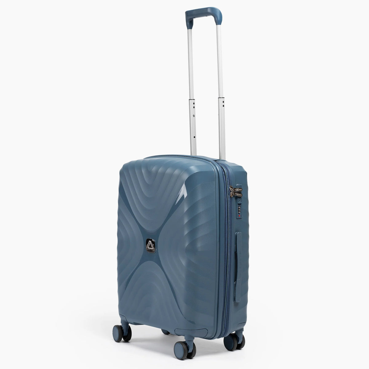 Fashion Pyramid Explore Trolley small 20-inch cabin suitcase in blue, three-quarter view
