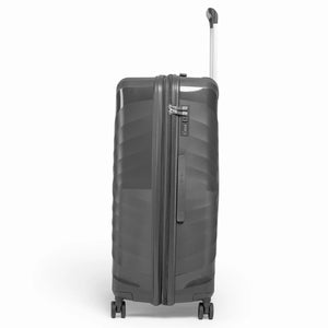 Fashion Pyramid Explore Trolley large 28-inch suitcase in grey, side view