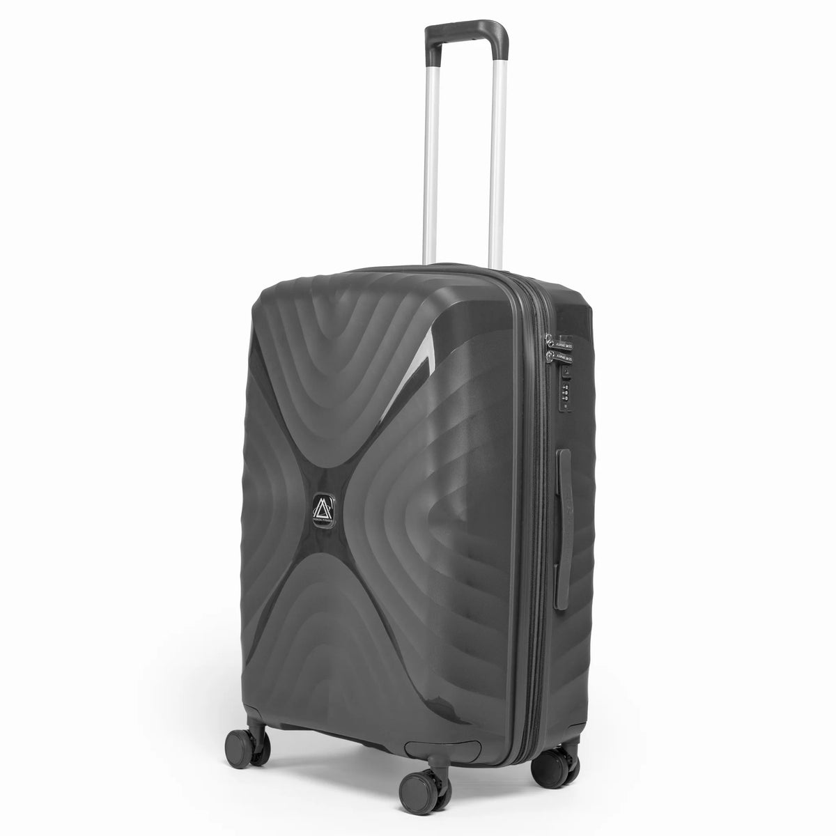 Fashion Pyramid Explore Trolley medium 24-inch suitcase in grey, three-quarter view