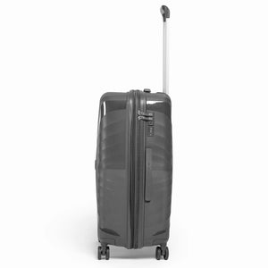 Fashion Pyramid Explore Trolley medium 24-inch suitcase in grey, side view