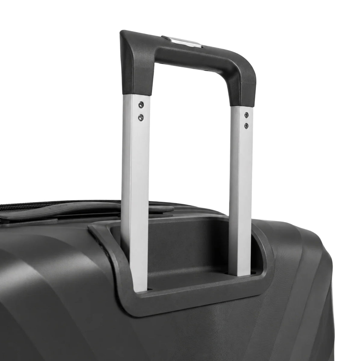 Fashion Pyramid Explore Trolley in grey – aluminium telescopic handle close-up