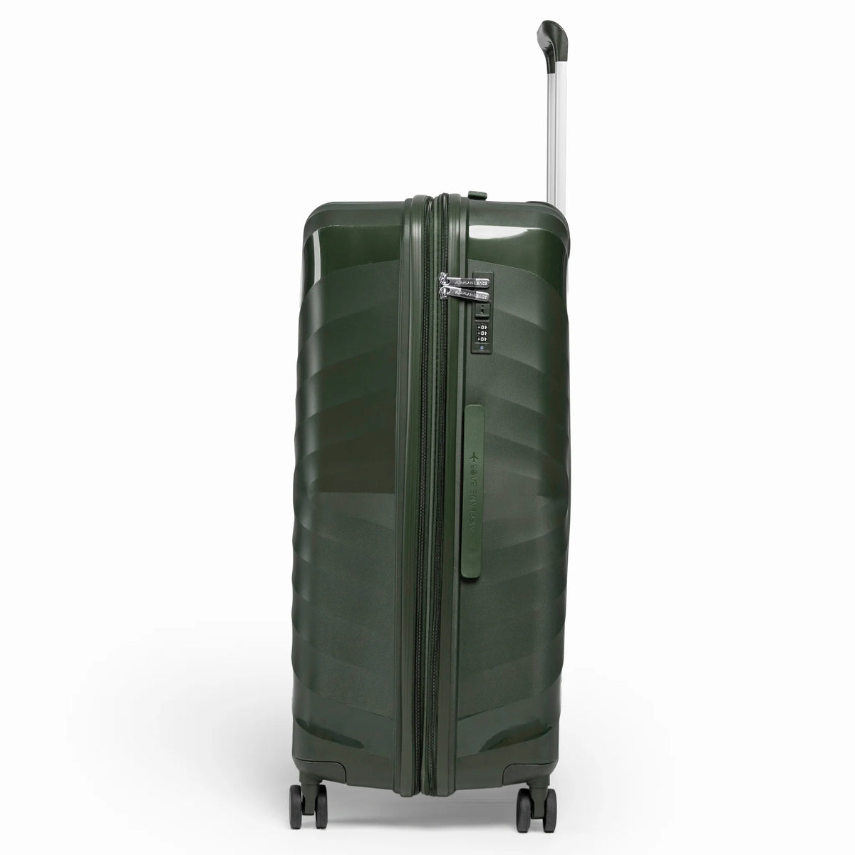 Fashion Pyramid Explore Trolley large 28-inch suitcase in olive, side view