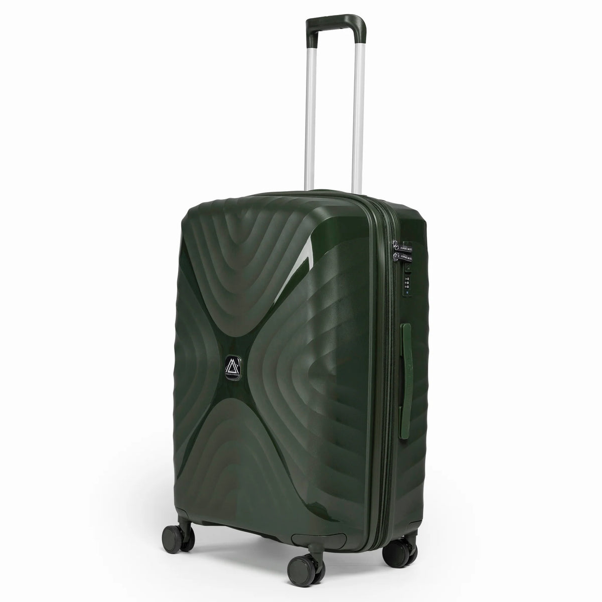 Fashion Pyramid Explore Trolley medium 24-inch suitcase in olive, three-quarter view